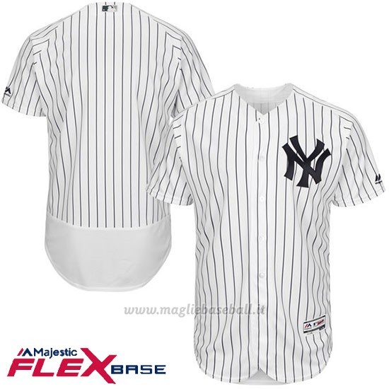 Maglia Baseball Uomo New York Yankees Majestic Flex Base Bianco Autentico Collezione